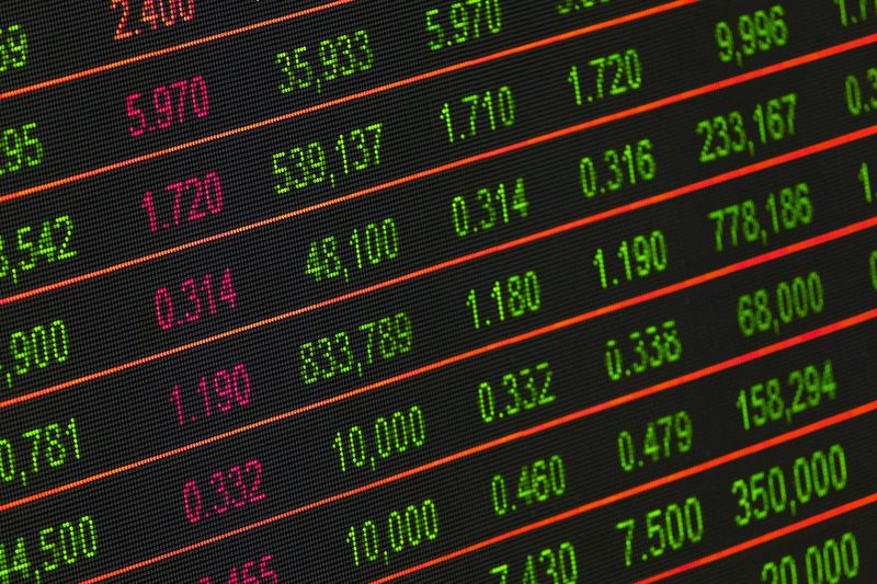 Prediction market trading data on a digital screen