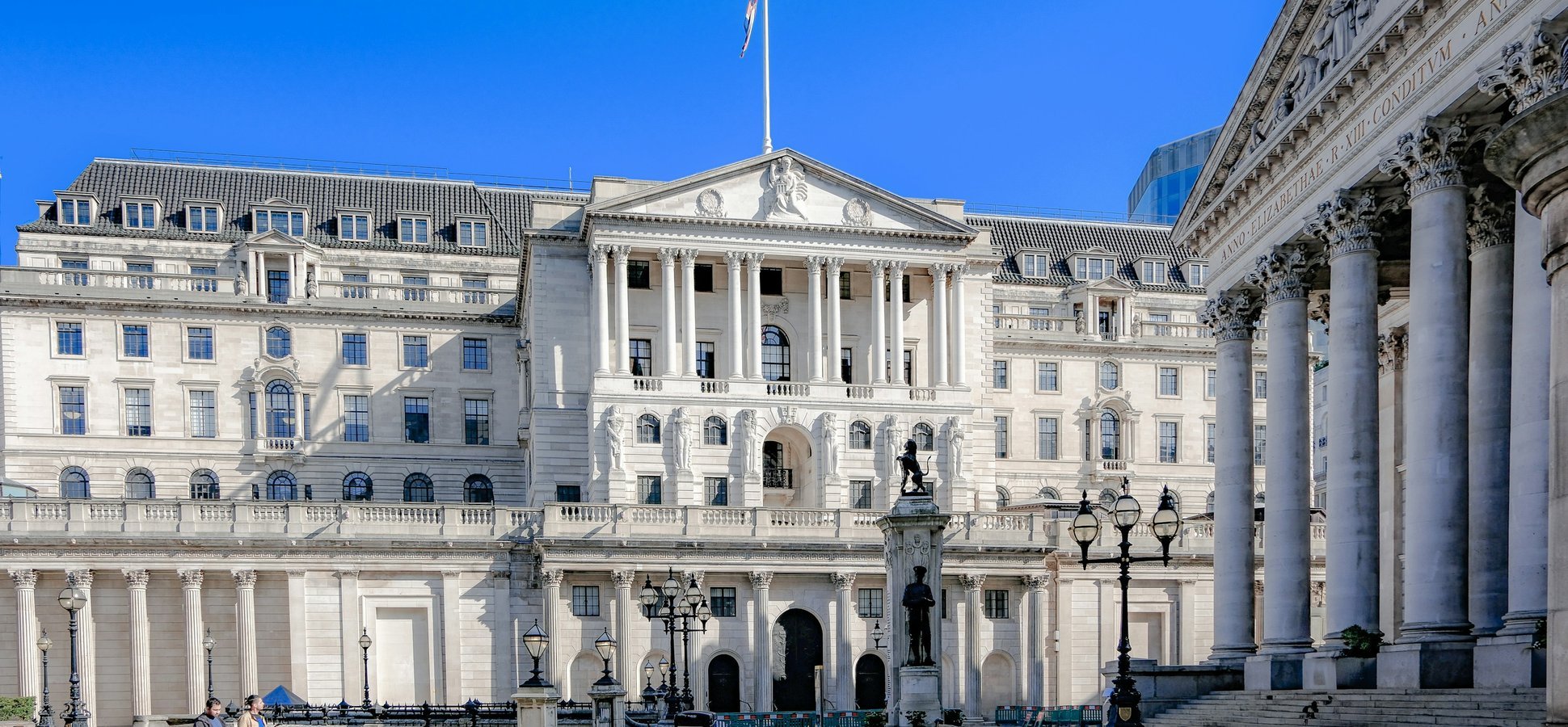 Bank of England building in London where the digital pound trade finance test was announced