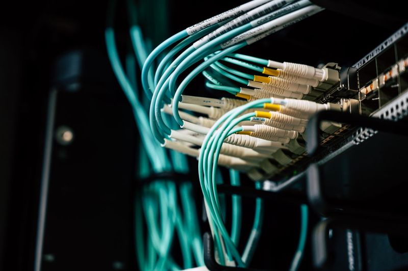 Data center network cabling of the type used in AI hosting facilities converted from bitcoin mining sites